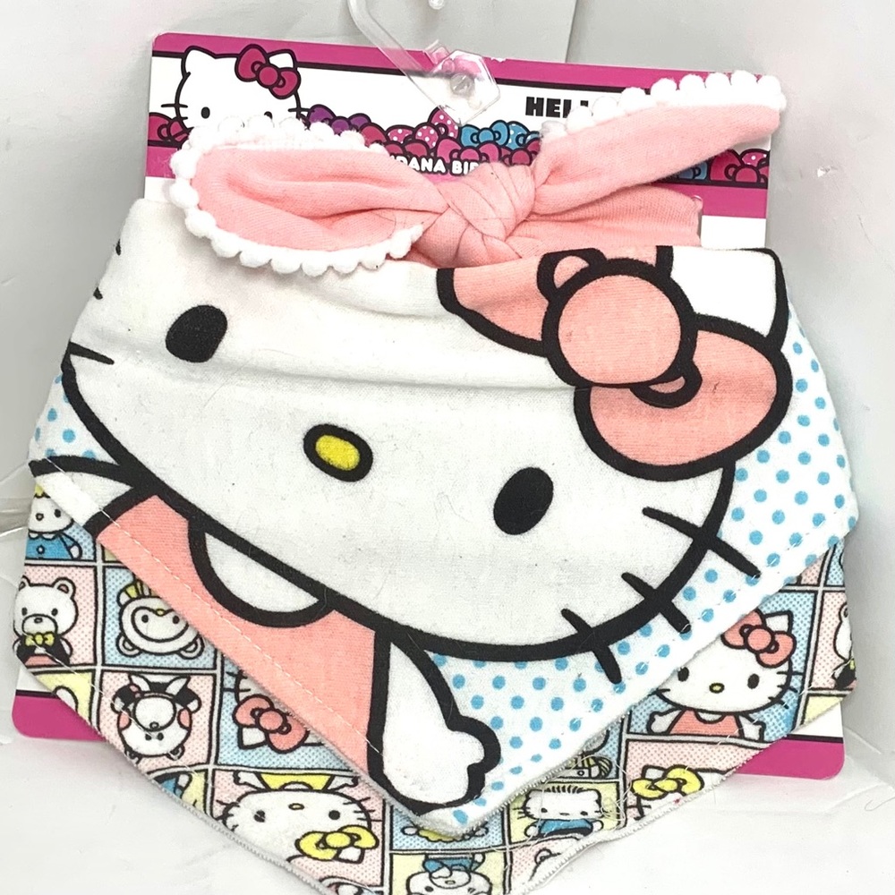 Hello kitty bib girl baby set headband cloth